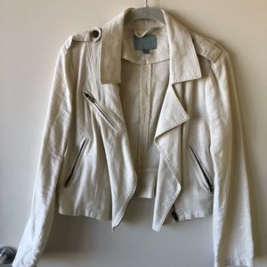 Linen Asymmetrical Moto Jacket